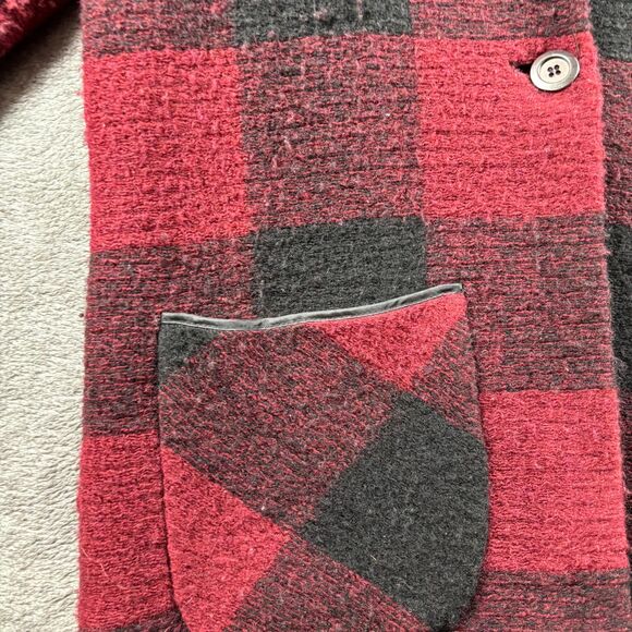 Soft Surroundings Women Jacket Coat Hardey Buffalo Plaid Wool Red Black Large - Picture 4 of 11